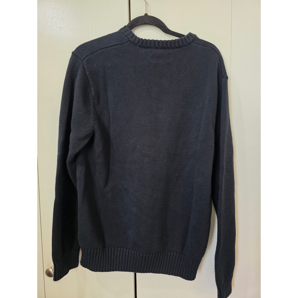 Chaps Mens Crewneck Sweater black Embroidered‎ Logo Size Large old money preppy - Picture 3 of 5